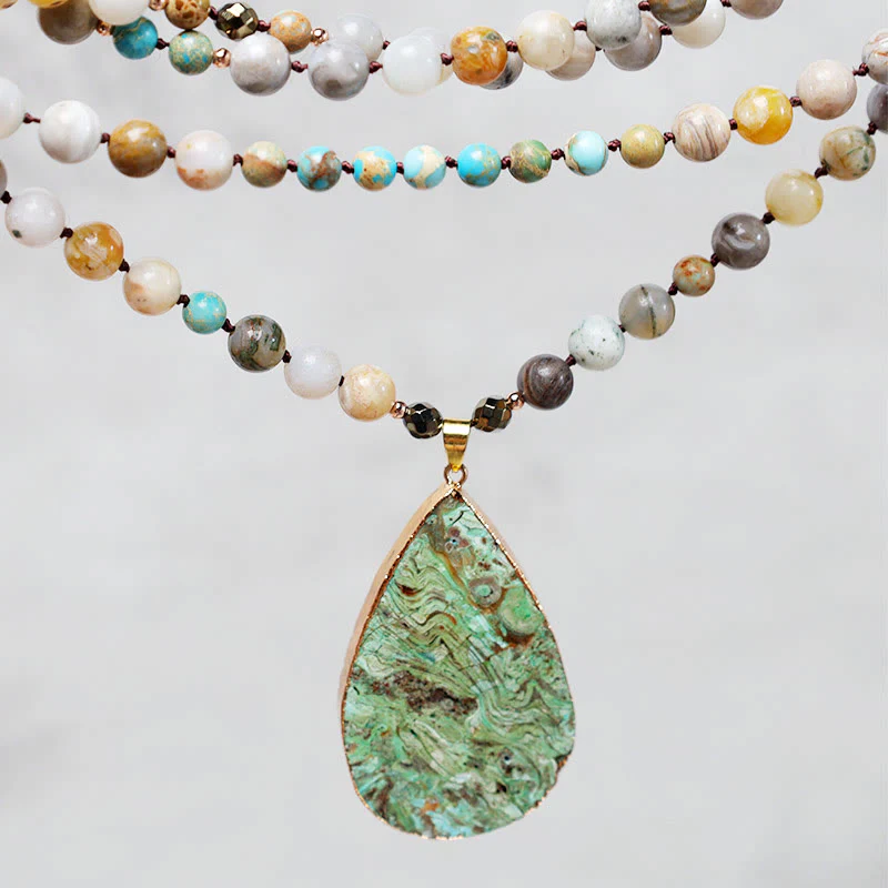 Buddha Stones Natural Ocean Picasso Jasper Beaded Healing Neckac