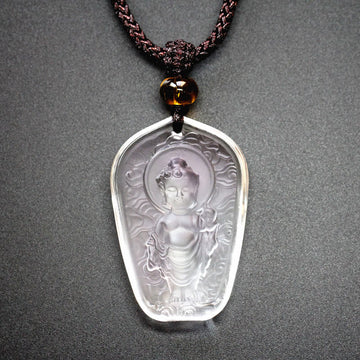Buddha Stones Tibetan Buddha Liuli Crystal Serenity Necklace Pen