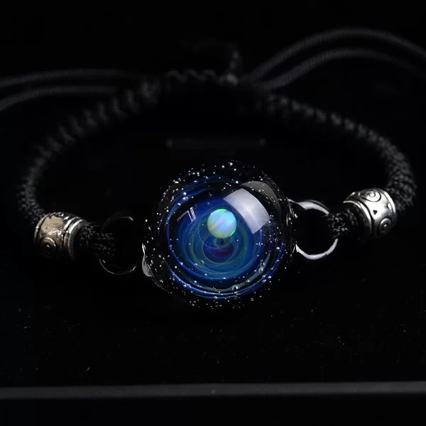 BOEYCJR Unique Opal Stone Universe Glass Bead Planets Moon Charm Bracelet Galaxy Rope Chain Solar System bracelet for Women