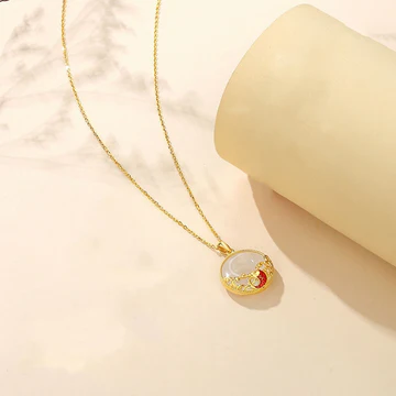 Buddha Stones 925 Sterling Silver Chalcedony Koi Fish Peace Buck