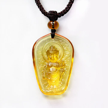 Buddha Stones Tibetan Buddha Liuli Crystal Serenity Necklace Pen