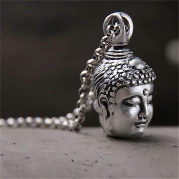 Buddha Stones 999 Sterling Silver Buddha Demon Serenity Necklace