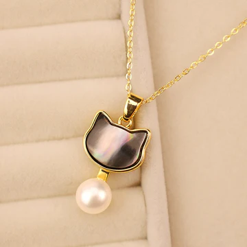 Buddha Stones 925 Sterling Silver Posts Cute Cat Tridacna Stone