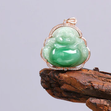 925 Sterling Silver Laughing Buddha Natural Jade Prosperity Neck