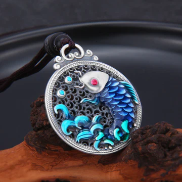 Buddha Stones 999 Sterling Silver Luck Koi Fish Success Prosperi