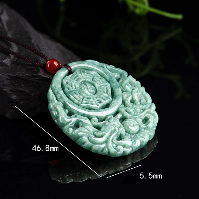 Buddha Stones Dragon Jade Yin Yang Balance Necklace String Penda