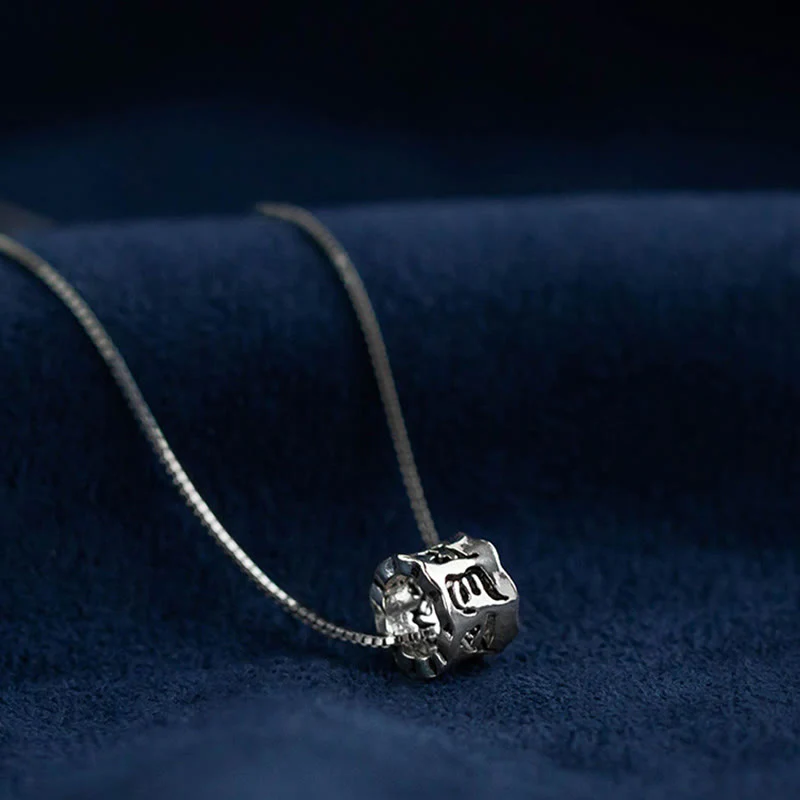 Buddha Stones 925 Sterling Silver Tibetan Om Mani Padme Hum Engraved Love Focus Necklace Pendant