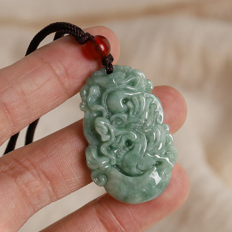 Buddha Stones Natural Jade 12 Chinese Zodiac Prosperity Necklace