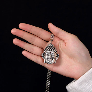 Buddha Stones 925 Sterling Silver Buddha Head Compassion Necklac