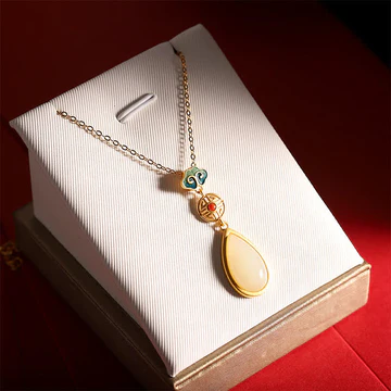 Buddha Stones 925 Sterling Silver Hetian White Jade Water Drop Chain Necklace Pendant Bracelet