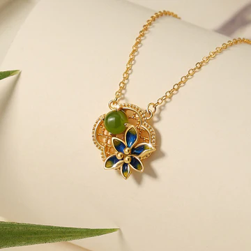 Buddha Stones 925 Sterling Silver Four Leaf Clover Flower Hetian