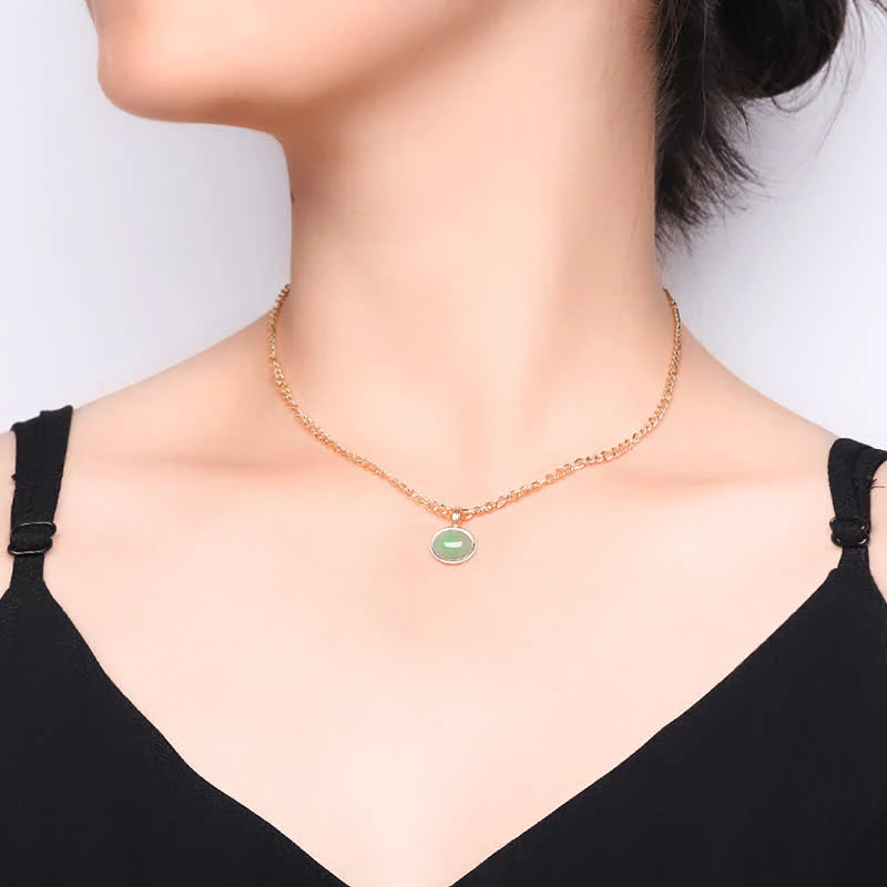 Buddha Stones Oval Turquoise Strength Titanium Steel Necklace Pendant