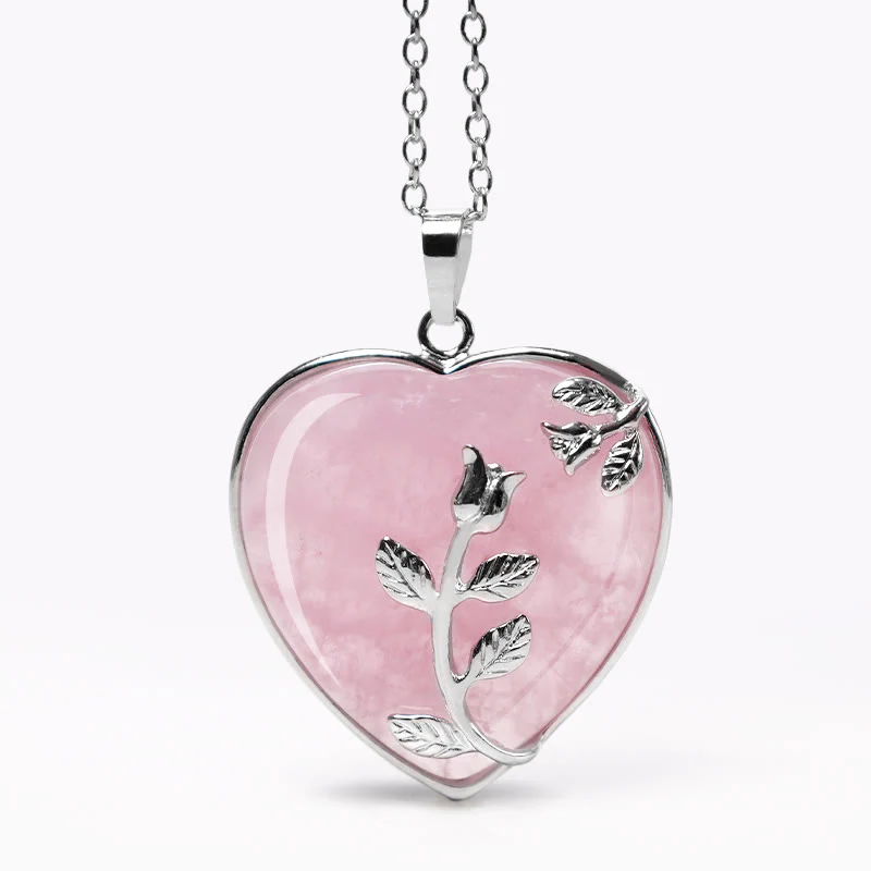 Buddha Stones Natural Healing Crystals Heart Pendant Necklaces