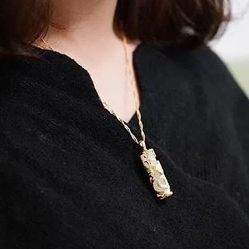 Buddha Stones Jade Dragon Phoenix Copper Blessing Harmony Neckla