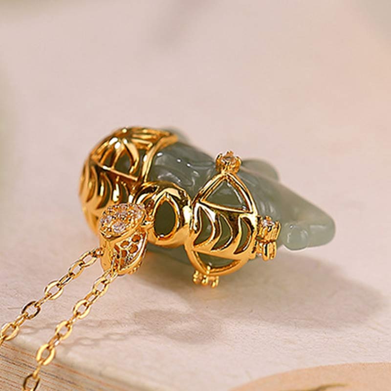 Buddha Stones 925 Sterling Silver Jade Elephant Blessing Fortune