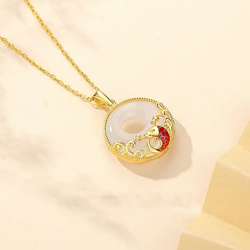 Buddha Stones 925 Sterling Silver Chalcedony Koi Fish Peace Buck