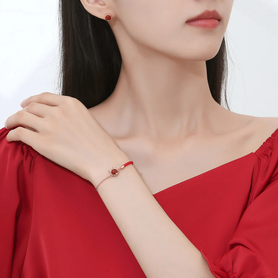 Buddha Stones 925 Sterling Silver Year of the Dragon Cinnabar Red Agate Dragon Protection Bracelet Necklace Pendant Earrings Rin