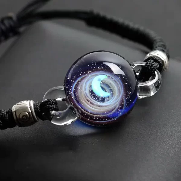 BOEYCJR Unique Opal Stone Universe Glass Bead Planets Moon Charm Bracelet Galaxy Rope Chain Solar System bracelet for Women