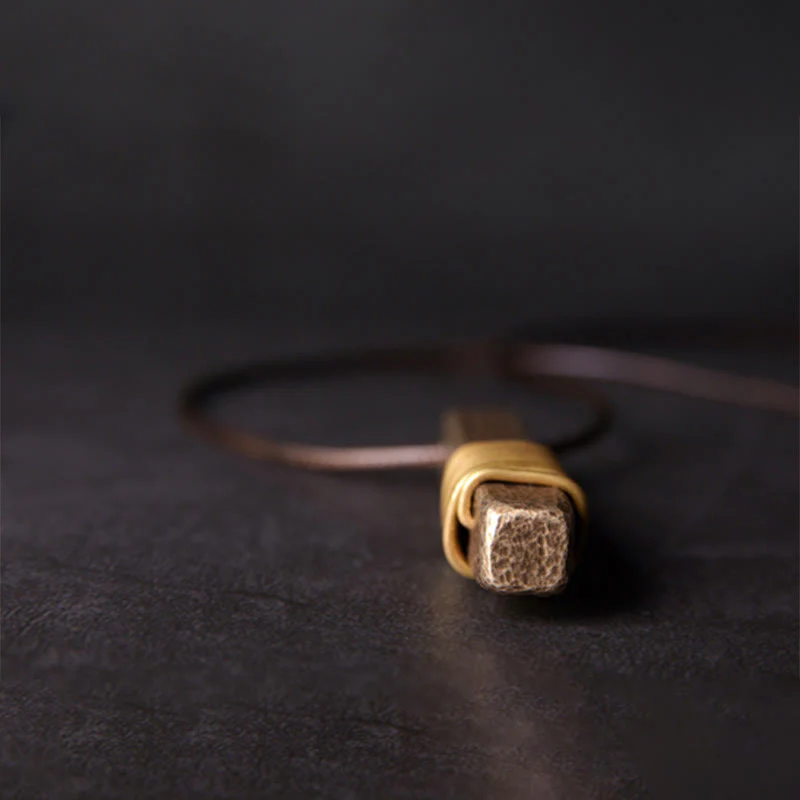 Buddha Stones Vintage Textured Design Copper Wealth Necklace Pen
