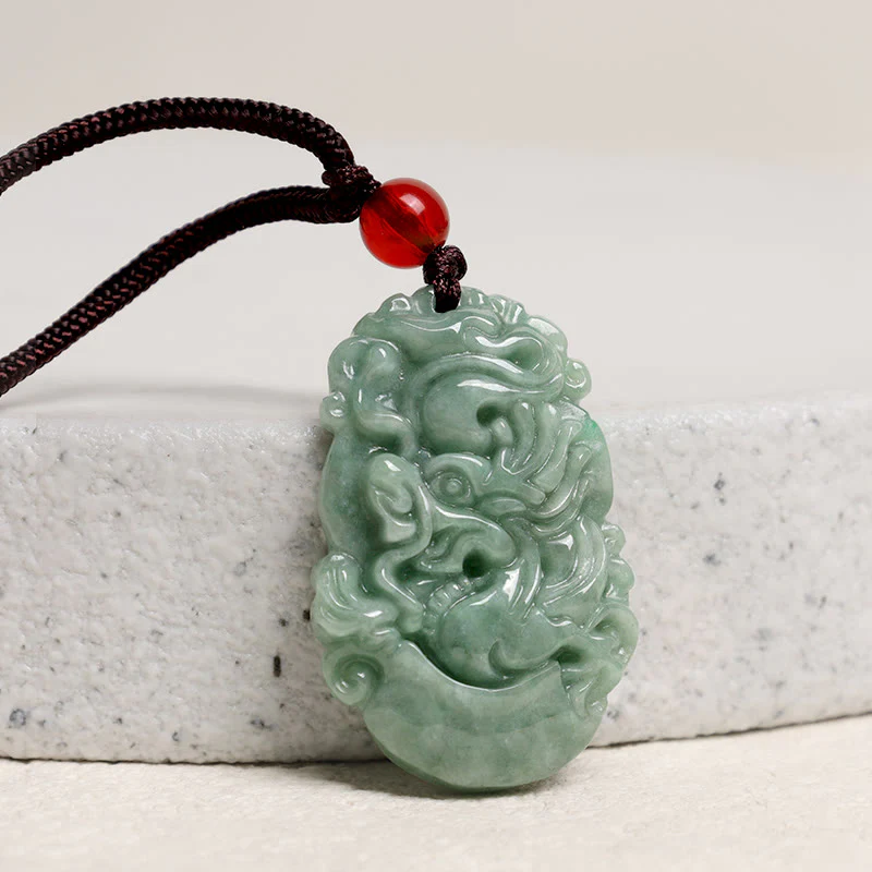 Buddha Stones Natural Jade 12 Chinese Zodiac Prosperity Necklace