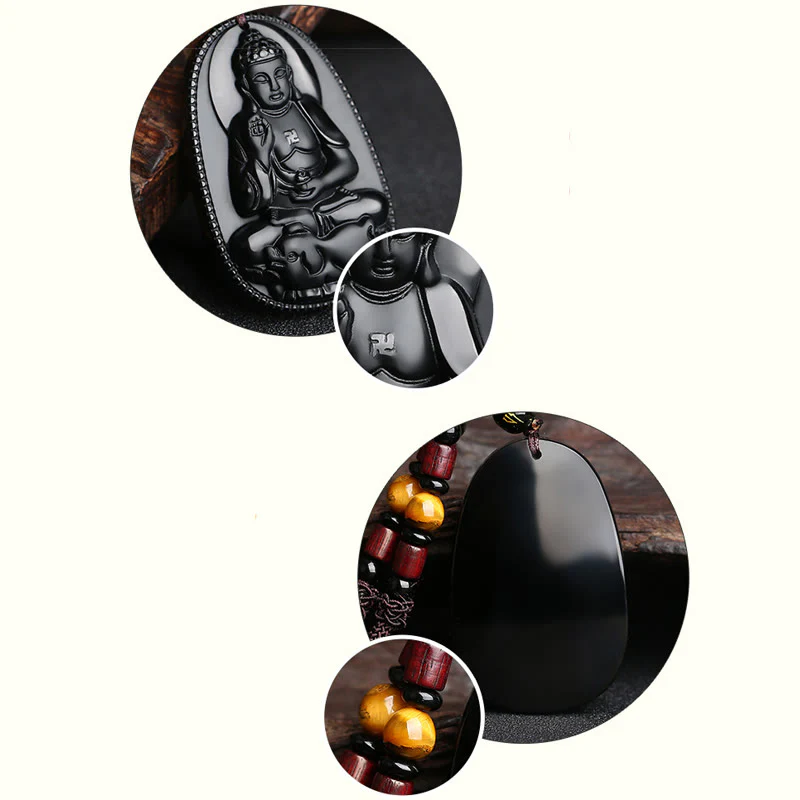Buddha Stones Chinese Zodiac Natal Buddha Natural Black Obsidian